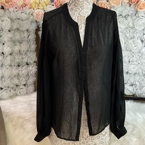 Express Elegant Black Sheer Women's Top